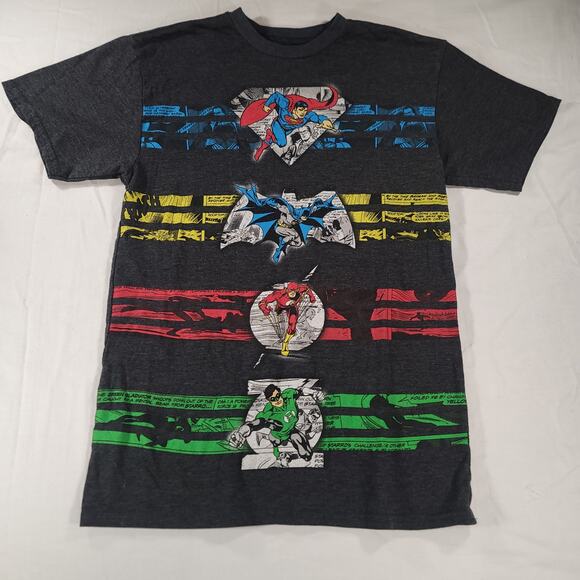 DC Justice League Graphic Crew Neck Short Sleeve T-Shirt Youth Boys Size M Black - Picture 2 of 9